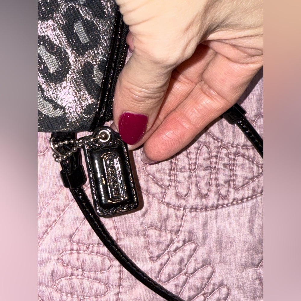 Coach Black and Gray Animal Print Wristlet - Picture 3 of 6